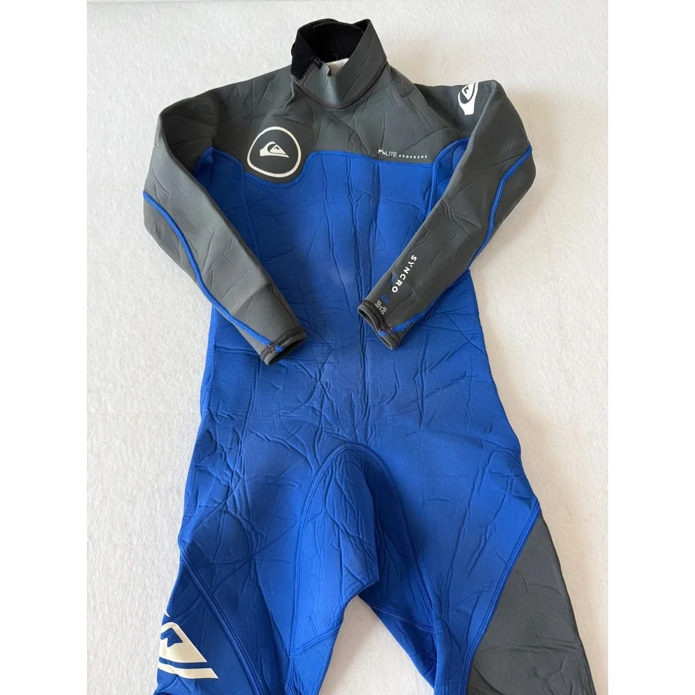 Quiksilver Syncro Series 3:2mm Neoprene Wetsuit Kids Size 10 Blue Grey
